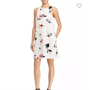 Lauren Ralph Lauren Orange Pink Floral Crepe Sleeveless Midi Dress Size 6